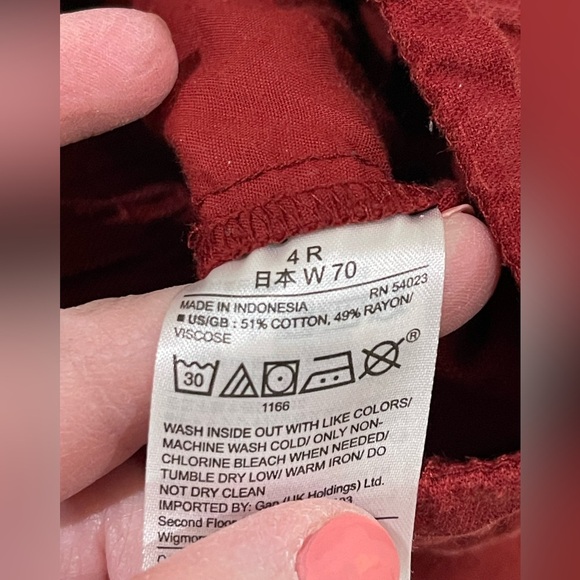 Gap cropped trouser pants with front tie dark orange/red - Picture 3 of 5